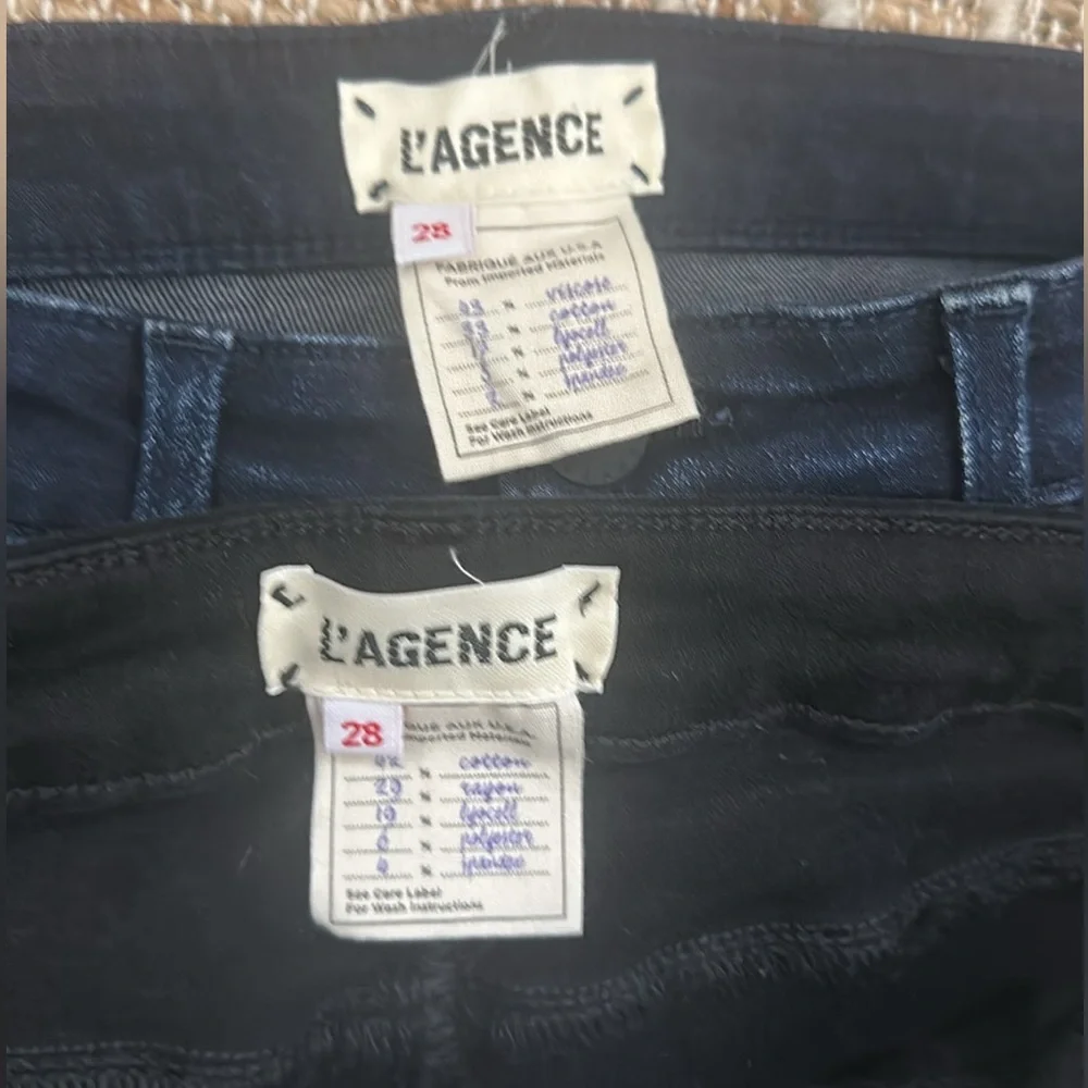 L’AGENCE Marguerite Skinny Jeans 2 Pairs Noir Marino Blue 28 - Picture 6 of 13